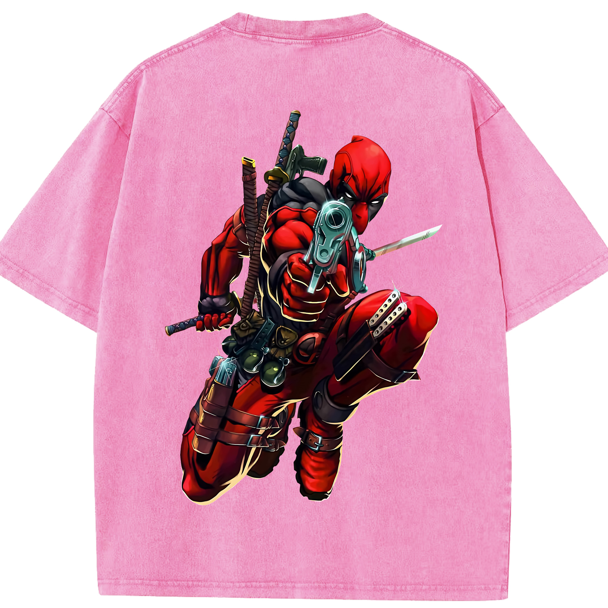 （画像用） Deadpool デッドプール 綿100% ヴィンテージ風 半袖Tシャツ（背面プリント）